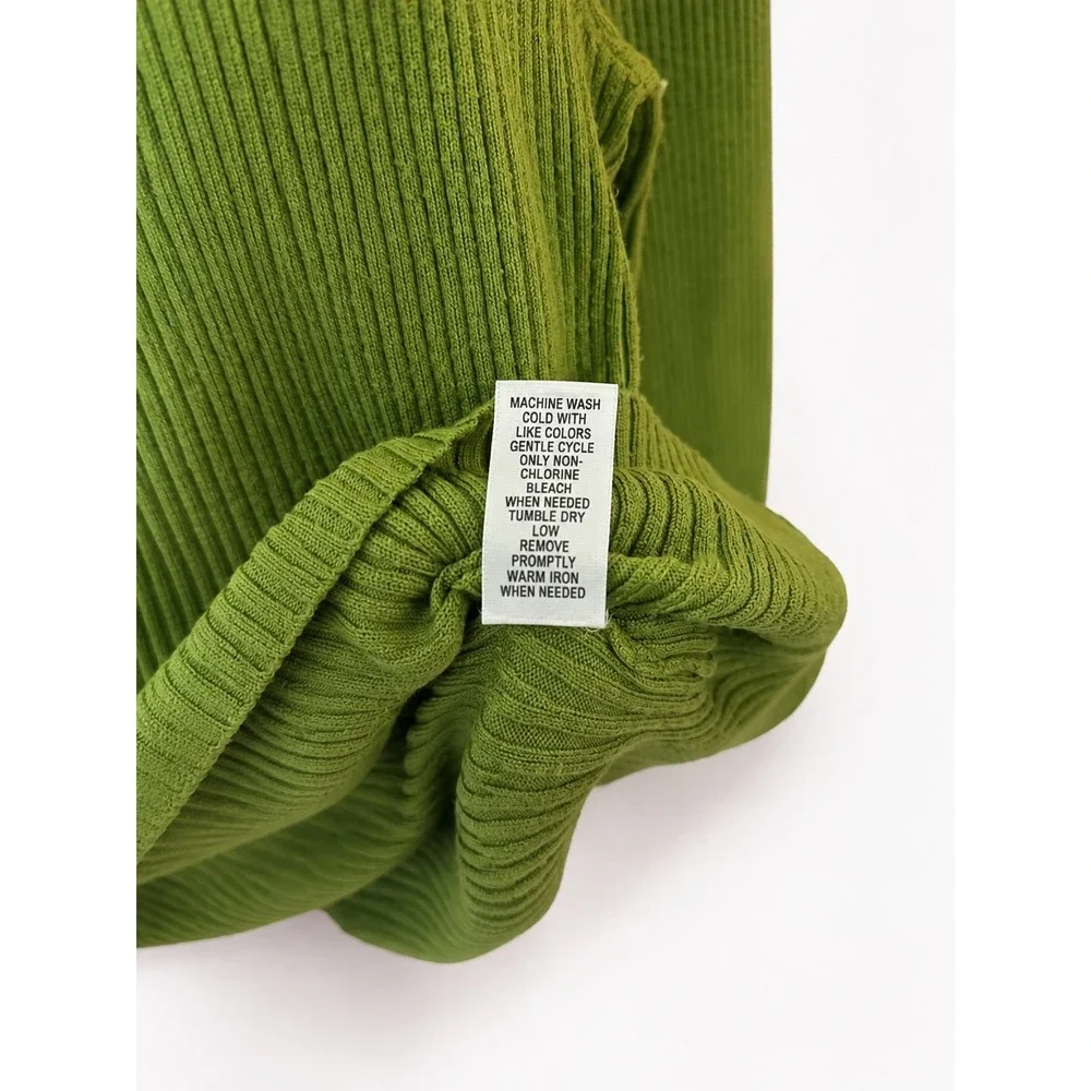 Merona Ribbed Long Sleeve Scoop Neck Pullover Sweater Lime Green XL Slim Fit